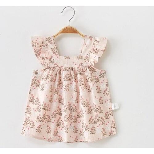 Summer 2021 childrens clothing girls dress princess dress suspender skirt cotton and linen baby outing clothes