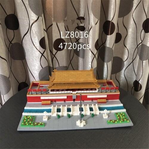 Lezi LZ8016 World Famous Architecture Model Set Tiananmen Square Micro Mini Blocks Chinese Style Building DIY Block 4720pcs Toys