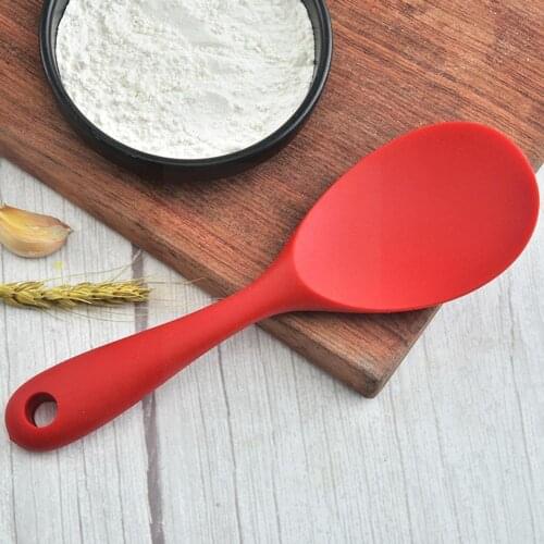 1pcs New Silicone Long Handle Rice Spoon Food Grade Heat Spoon Cooking Non-stick Accessory Rice Tools Kitchen Silicone Resin