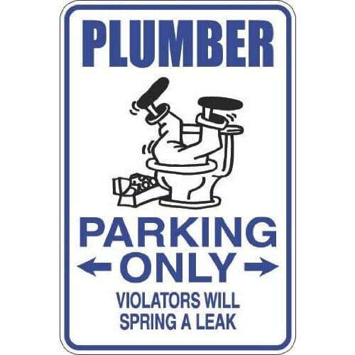 StickerPirate Plumber Parking Only 8" x 12" Metal Novelty Sign Aluminum S85