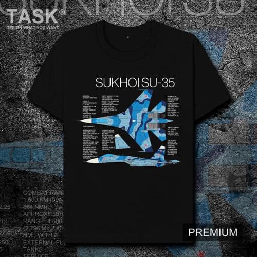 Russian Sukhoi Su-35 Fighter Mens T-Shirt Cotton Round Neck Short Sleeve T Shirt