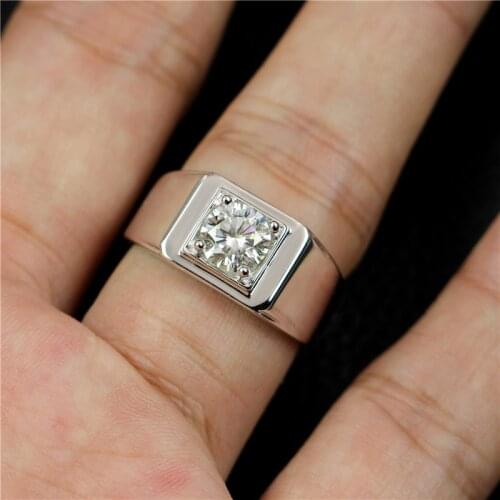 1CT Moissanite ring mens S925 adjustable men rings fashion large wedding NJ05