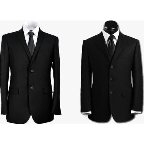 2018 top quality blackMens Slim Korean married three button business suit male sets of by Western Dress