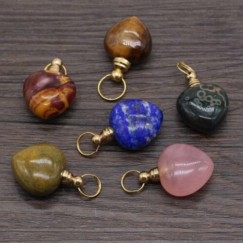 Natural Stone Perfume Bottle Pendant Rose Quartz/Unakite/Lapis lazuli/Chrysolite For Jewelry Making DIY Necklace Accessory