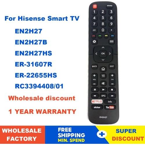New Remote Control EN2H27 For Hisense EN2H27B EN2H27HS EN2H27D EN2A27 ER-31607R ER-22655HS RC3394408/01Netflix Sticker Youtube