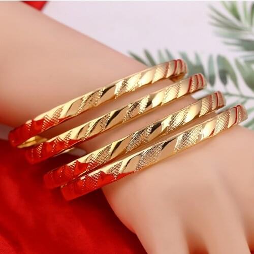 New Ethiopian Bangle Women Gold Color Dubai Bride Wedding African Arab Middle East Bracelet Bangle Jewelry