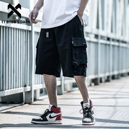 11 BYBBS DARK Solid Mid Men Hip Hop Cargo Pants 2020 Harajuku Streetwear Loose Casual Pants Double Side Pockets Fashion Shorts