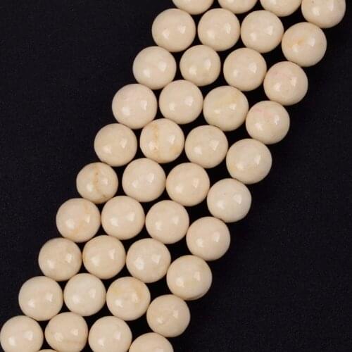 Wholesale 4 6 8 10 12mm Natural Mineral White Fossils Stone Beads for Needlework 15inch Round Beads Accessories Jewelry Making