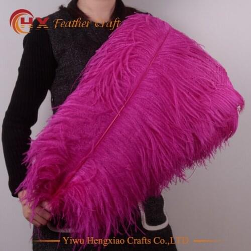 Wholesale Hard rod 10pcs/lot natural Hot Pink Ostrich Feathers 15-75cm /6-30" Wedding Christmas Decorations DIY Feather