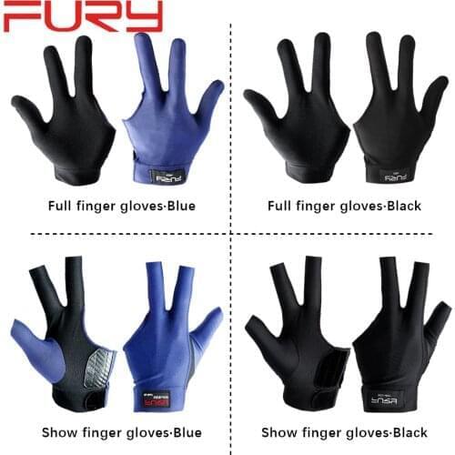 Original FURY Gloves Billiard Gloves Blue/Black Non-slip Lycra Fabric Pool Gloves Snooker Glove Billiard Accessories