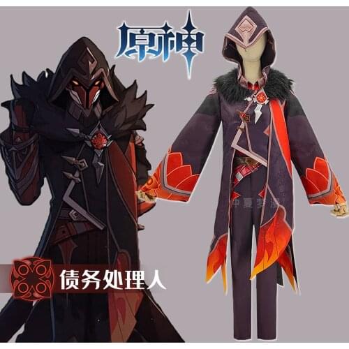 Game Genshin Impact Non-Player Character NPC Debt handler costume for Halloween Christmas Party Masquerade Anime Shows
