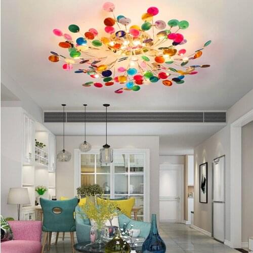 Postmodern Firefly Ceiling Lamp Living Room Colorful Agate Led Ceiling Light Loft Restaurant Interior Ceiling Decoration Fixture