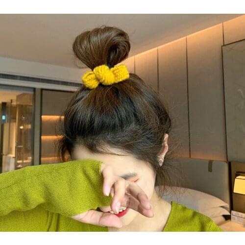 Simple Girl Wool Bow Hair Rope Headband Korean Simple Ins Hair Accessories Headdress Mori Hair Band