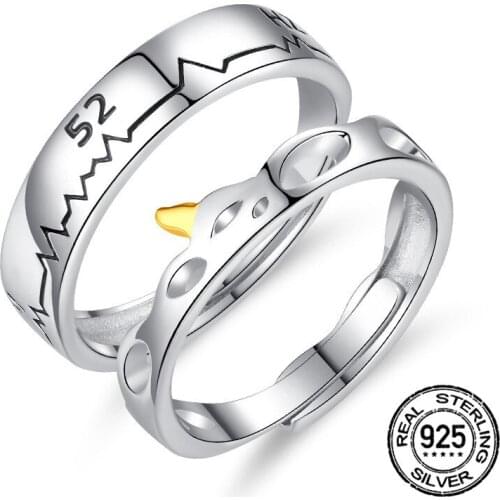 Opening Adjustable S925 Silver Whale Tail Rings For Women Couples Korean Fashion Simple New Trendy Student Lady Jewelry INEFFA