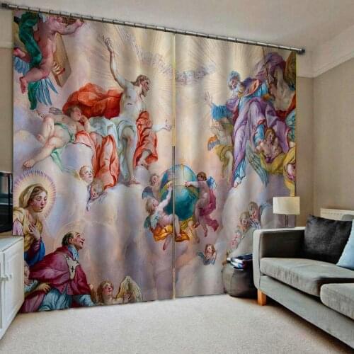 Europe curtains Customized size Luxury Blackout 3D Window Curtains For Living Room angel curtains