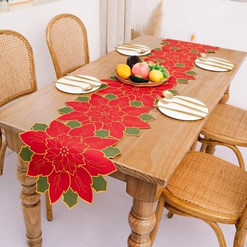 Christmas Decorations for Home Christmas Decoration Flower Mat Table Runner Red Green Home Table Decoration