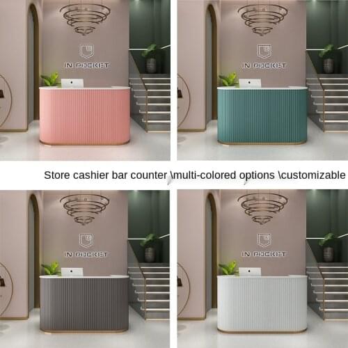 100*60*100cm Reception Desk Office Desks Luxury Clothing Nail Shop Counter Simple Beauty Salon Arc Customizable Reception Desk