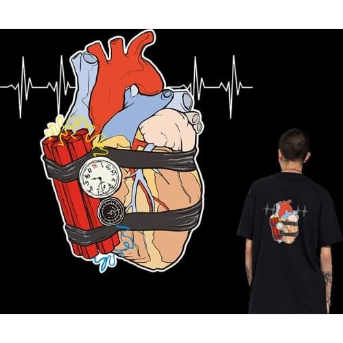 Thermal Punk Cool Heart Patches Sticker on Clothes Heat Transfer Patch Stripe Iron on Transfers For Clothing Stickers Decoration