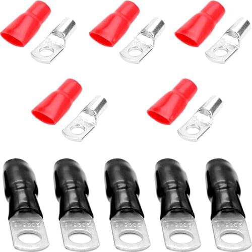 VODOOL 10pcs Car Audio Power Ground Wire Ring Terminals 4AWG/6AWG Gauge M8 Connectors with Car Electronics Ring Terminals Boot