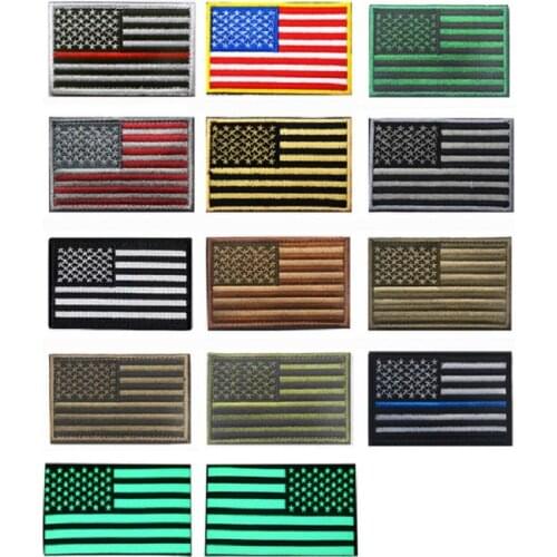 Embroidered USA US Flag Patches Army Badge Tactical Military US America Thin Blue Line Flag Armband Badges emblem Patches