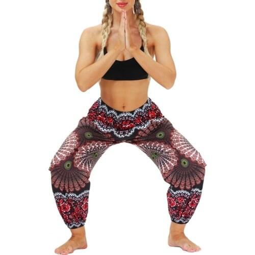 Women Pants Casual Summer Loose Yoga Trousers Baggy Boho Aladdin Jumpsuit Harem Wide Pants Women Pantalones de yoga para mujer