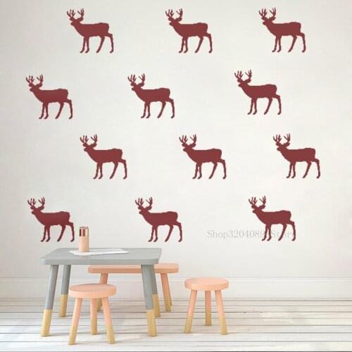 12pcs Creative Animal Elk Wall Sticker Vinyl For Kids Room Home Decor Children Bed Room Decal Christmas Deer Art Mural CN366