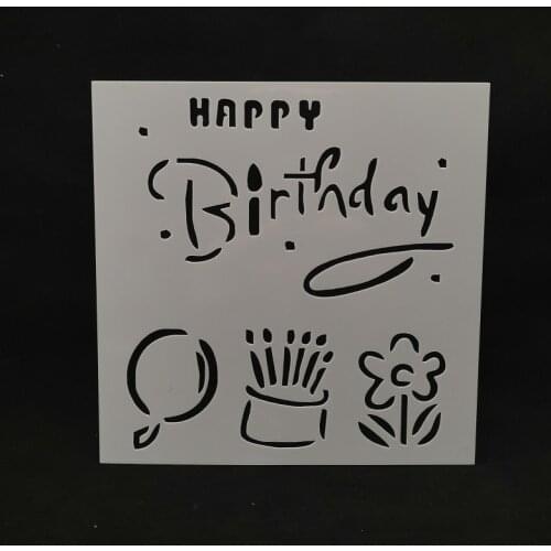 13*13 Happy birthday pvc Layering Stencils for DIY Scrapbooking/photo album Decorative Embossing DIY Paper Cards Crafts