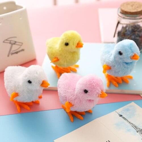 2 Pc Cute Plush Wind Up Chicken Kids Educational Toy Clockwork Jumping Walking Chicks Toys For Children Baby Boy Girl Gifts