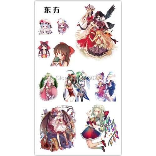 30 sheets/lot TouHou Project Tattoo Stickers Children Tattoos Paper For Kids Body Arm Anime Sticker