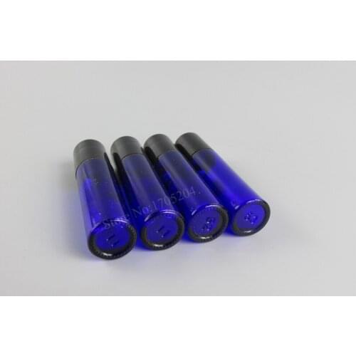 5pcs/lot 10ml BLUE Glass Roll-on Bottles Portable Essential Oil Jar Bottle With Stainless Steel Roller Ball