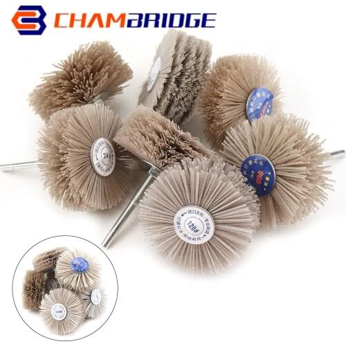 7Pcs 80*6mm Abrasive Nylon Polishing Wheel Brush 80#-600# Woodwork Furniture Polishing Brush for Woodwork Polish Grinder