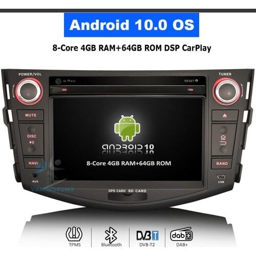 7" Octa-Core Android 10.0 64GB Car DVD GPS CarPlay & Auto GPS TPMS DVR for TOYOTA RAV4 2006-2012 DAB Autoradio WIFI USB Video