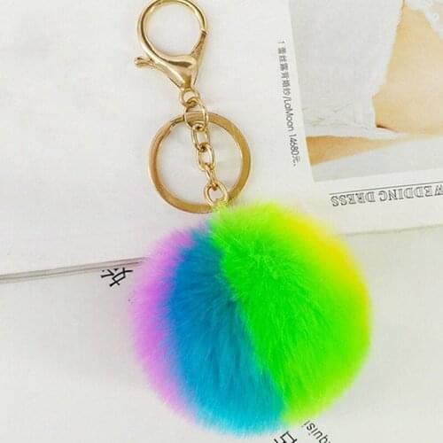 Colorful Trinket Keychain Pompons Keychains Fur Keychain Fluffy Key Chains for Cars Keyrings Trinkets Keychain 1PCS