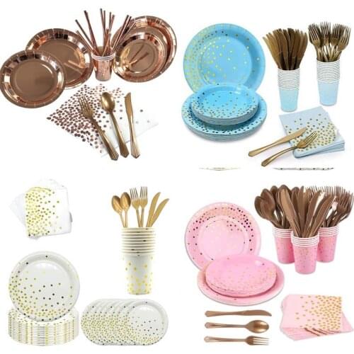 Happy Birthday Paper Plate Dish Knife Tissue Tablecloth Disposable Tableware Party Festival Wedding Celebration Decoration