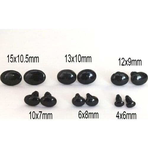 Black Oval Safety Eyes/ Noses --4x6/6x8/10x7/12x9/13x10/15x10.5mm amigurumi eyes/ plastic eyes for crochet toys and plush