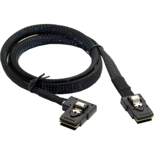 CY Ultra Slim Flat Left Angled 90 Degree Mini SAS 36pin SFF-8087 to 8087 Data Raid Cable 80cm