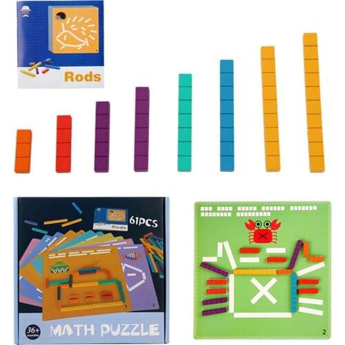 Kids Early Educational Toy Wooden Arithmetic Digital Card Cartoon Digital Jigsaw Puzzles Children Gifts Wooden Toys