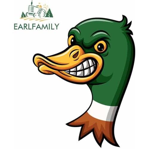EARLFAMILY 13cm x 10.1cm Angry Duck Car Stickers Vinyl Cartoon Decal DIY Personality Creative Stickers Interesting Car Styling