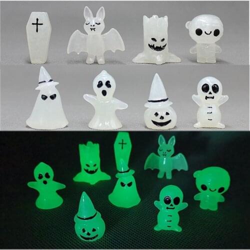 Wholesale 40pcs/lot Mini 3cm Halloween ghosts Action Figures Pumpkin Ornaments model Resin Luminous figure Toy gifts