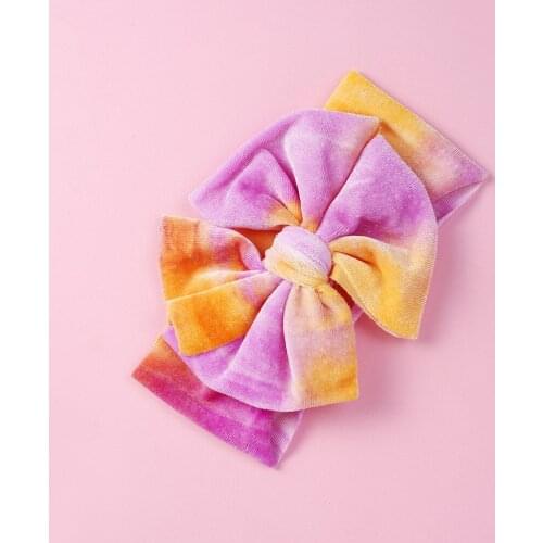 Stretchy Velvet Bow Knotted Headbands Gradient Turban Headwraps Hair Accessories for Baby Girls Toddlers Infants Kids Headband