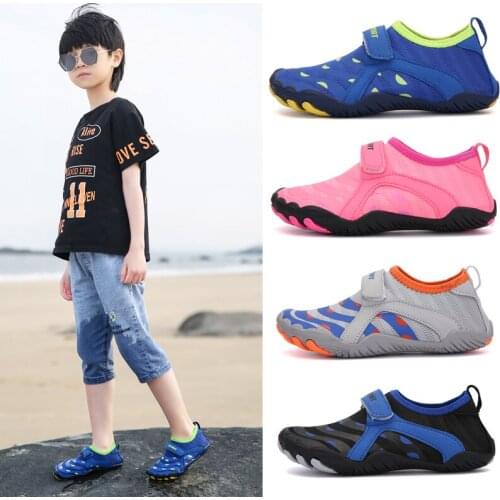 Boy Girl Elastic Wearproof Water Sports Shoes Non Slip Children Beach Swimming Shoes Quick-Dry Breathable Upstream Wading Shoes