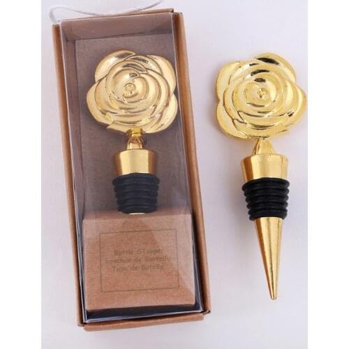 Elegant Rose Flower Champagne Red Wine Bottle Stopper Vacuum Sealed Twist Valentines Wedding Favors Gift
