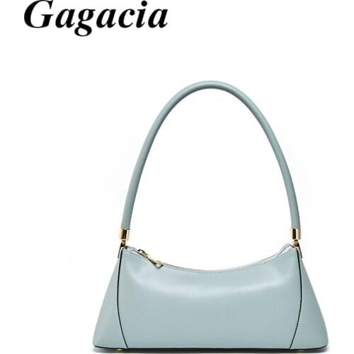 GAGACIA New Fashion Underarm Bag Women Genuine Leather Handbags Baguette Woman Shoulder Bag Small Ladies Female Hand Bags 2021