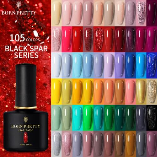 BORN PRETTY 10ml Black Spar Series Nail Gel Polish 105 Colors Nude Purple Red UV LED Soak Off UV Gel Semi Permanent Gel Varnish