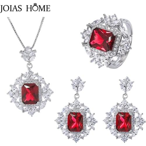 JoiasHome Trendy 925 Silver Woman Earrings Creative Style with Ruby Gemstone Jewelry for Woman Wedding Travel Gifts Fine
