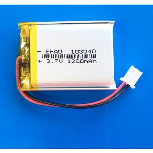 JST XHR 3pin 2.54mm plug 3.7V 1200mAh lipo polymer lithium Rechargeable battery for MP3 GPS DVD recorder headset camera 103040