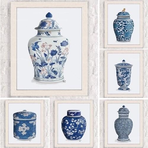 Vase de style chinois, art de pot de gingembre, décoration de la maison orientale, art de la porcelaine de la dynastie Ming, art
