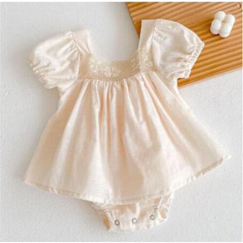 Newborn Summer Kids Infant Baby Girl Romper Clothes Jumpsuits 0-3Yrs Baby Girl Short Sleeve Pure Color Rompers