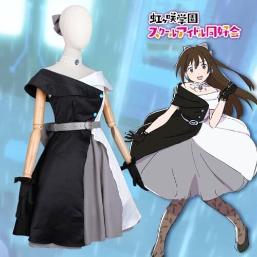 Osaka Shizuku Cosplay Anime Lovelive Nijigasaki Idol 3rd live festival A song for you Black and white dress Costume