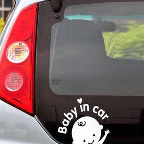 "Baby In Car" Waving Baby on Board Safety Sign Cute Car Decal Vinyl Sticker NEW